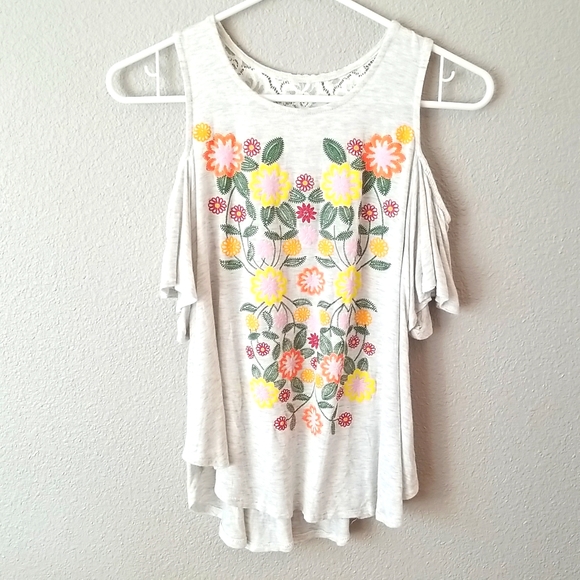 3 for $15  Floral Cold Shoulder Shirt - Picture 1 of 5